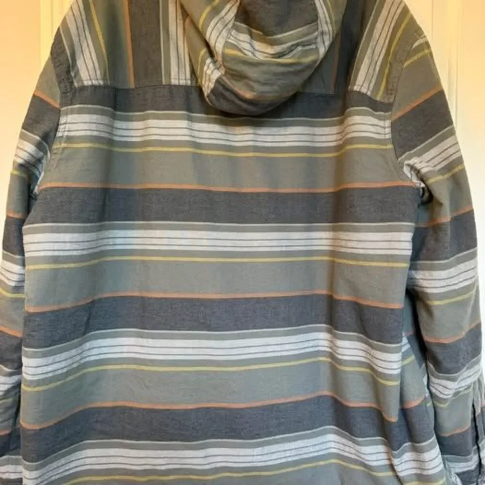 The North Face Men's Hooded Campshire Shirt Jacket XXL Green Gray Striped
